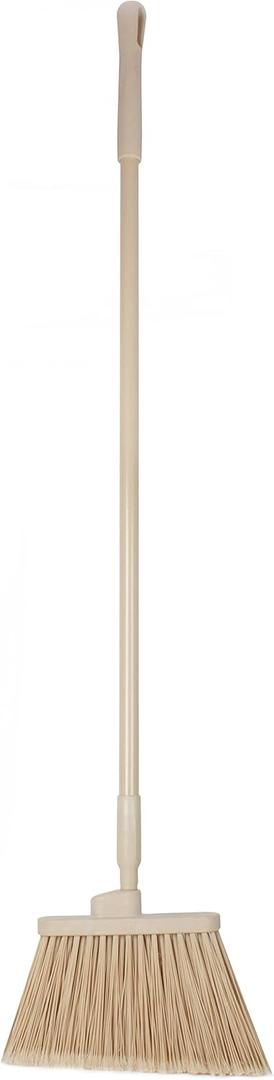 SPARTA 41082EC25 Plastic Color Coded Broom, Flagged Bristles, Long Broom With Angled Head For Large Debris, 56 Inches, Tan