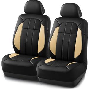 Road Comforts Car Seat Covers, Breathable Leather Seat Covers, Car Seat Covers Front Seats Airbag Compatible, Automotive Seat Covers for Most Cars, Vans, Trucks, SUV - Beige