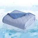 Cozy Bliss Deluxe Leakproof Cooling Blanket for Large Dogs Q-Max 0.46, Soft & Durable Washable Pet Cooling Mat for Hot Weather, Livingroom, Couch & Bed Protector for Cats, Haze Blue, 60"x80"