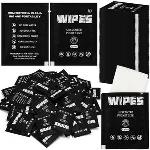 Lounsweer 500 Count Wet Wipes Individually Wrapped Unscented Flushable Cleansing Travel Size Wipes Quickly Cleaning Our Hands for Adults, Travel, Home(Black)