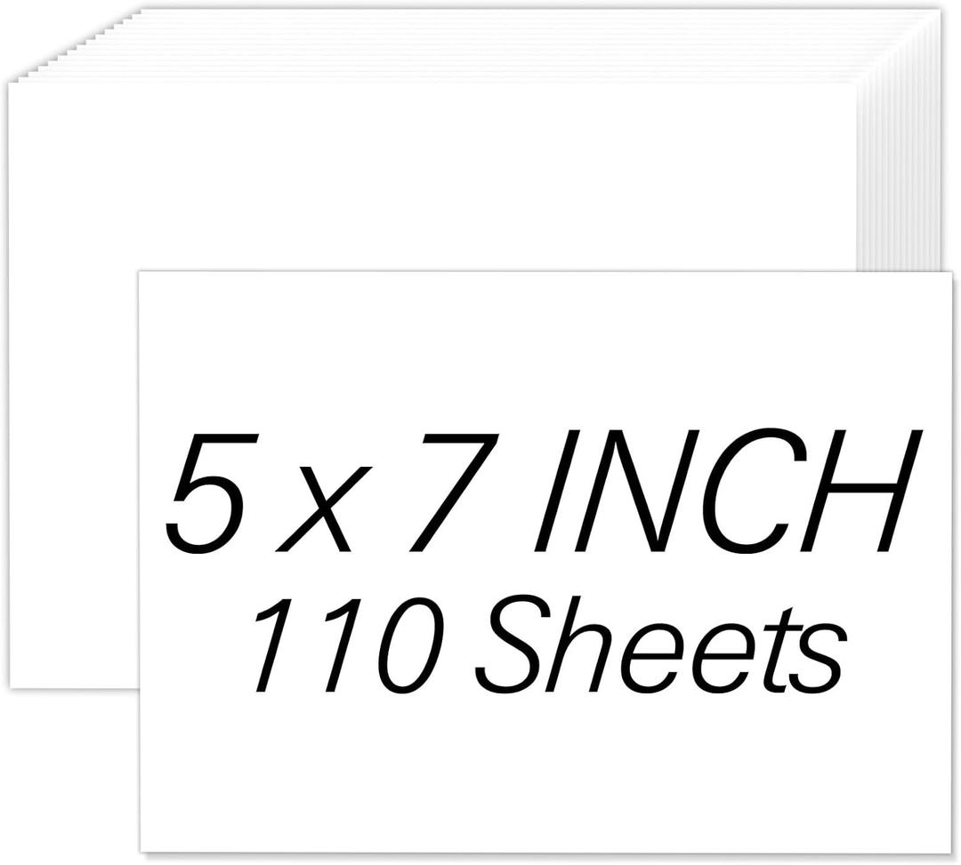 White Cardstock 5x7, 110 Sheets 5x7 Cardstock Paper, 200 GSM Premium Cardstock 5 x 7, Blank White Card Stock Paper for Printer, DIY Cards, Greeting Cards, Wedding Invitation, Postcards