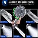 Handheld Shower Head, High Pressure Shower Head With 80" Hose And Adjustable Bracket, Anti-Clog Nozzles, 5 Spray Setting Showerhead, Chrome