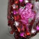 Moucuny Heart Wreath for Front Door Heart Shaped Wreath with Light String and Bowknot Tinsel Garland Decoration for Door Wall Window Party Decor(Pink)