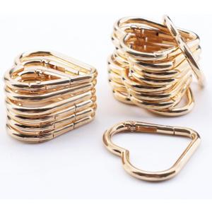 16-Pack Gold Heart Carabiner Clips, Cute Keychain Accessories for Backpacks & Hiking Gear, Aluminum Alloy Spring Snap Hook(Lightweight, Bulk Value Set)