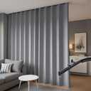 hoeflife Room Divider Blackout Curtains & Ceiling Curtain Track Set Wall Mount Extra Wide Track Curtains Flexible Sliding Curtain Rod Room Separation Privacy W 144 x H 108 in Grey Drape & Black Rail