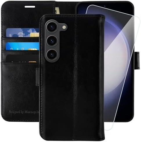 MONASAY Wallet Case Compatible for Galaxy S23+Plus 5G,[RFID Blocking] Flip Folio Leather Cell Phone Cover with Credit Card Holder，6.6 inch, Black