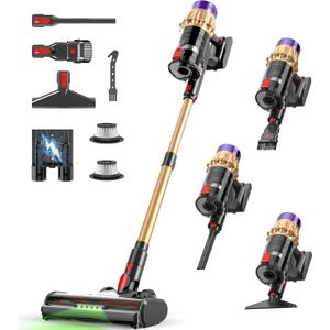 Cordless Vacuum Cleaner, 600W 50Kpa 70Mins, Vacuum Cleaners for Home, Stick Vacuum with Anti-Tangle Brush, Wall Mount Charge, Rechargeable Cordless Vacuum for All Floor/Sofa/Pet Hair/All Floor