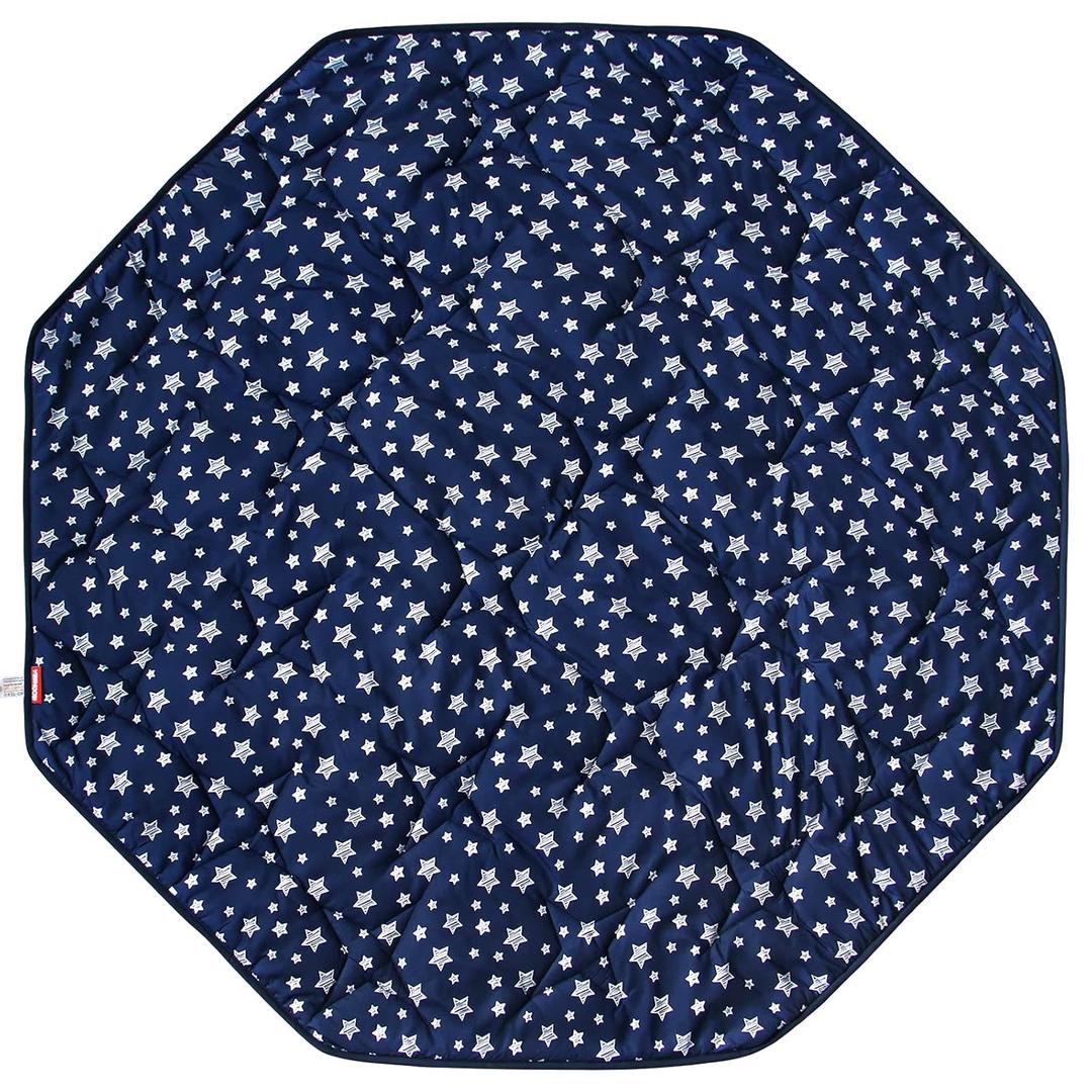 Playpen Mat 8 Panel Navy Fits for Regalo My Play Deluxe Extra Large Portable Play Yard, Non Slip Baby Octagon Playpen Mattress Pad, Navy Star Print Playard Pad