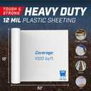 Crawl Space Vapor Barrier, 12 Mil 10' x 50', White Vapor Barrier, Thick Plastic Sheeting, Heavy Duty Polyethylene Film, Drop Cloth Covering for Crawl Space, Basement, Garden