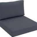 Outdoor Chair Cushions for Patio Furniture with Waterproof Detachable Cover, Deep Seat Couch Cushion Replacement and Backrest Pillow for Sectional Sofa, 25.6 x 25.6 Inch, Dark Grey