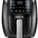 Gourmia Air Fryer Oven Digital Display 4 Quart Large AirFryer Cooker 12 1-Touch Cooking Presets, Black and Stainless Steel Accents Fry Force GAF486 (4 QT)