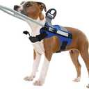 Fhiny Blind Dog Harness - Guiding Device with Anti-Collision Ring & Bumper, Builds Confidence - Blue