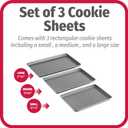 GoodCook Everyday Nonstick Baking Sheet Set, 3 Pack Includes Small (13x9) Medium (15x10) and Large (17x11) Pans Carbon Steel Construction Cookie Sheets Bakeware Set, Gray