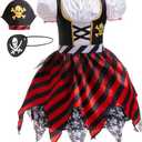 BanKids Pirate Costume Kids Pirate Hat Eye Patch Role Play Girls Dress Up Halloween Costume Cosplay Medium