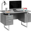 Techni Mobili Modern Office Desk with Storage, Gray