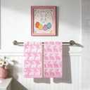 Whaline Easter Bunny Hand Towels Jacquard Cotton Bathroom Towel Pink White Rabbit Absorbent Bath Towel for Kitchen Dish Drying Cleaning Cooking, 29.5 x 13.4 Inch, 2Pcs