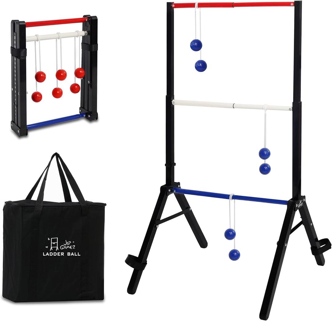 Steel Ladder Ball Game Set with 6 Bolas Assembly-Free Ladder Toss Includes Scorekeeper and Carry Case Yard Outdoor Games for Adults & Family (Flag)