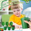 Zubebe 12 Pcs Green Mini Trash Can Mini Toy Garbage Can Small Desktop Storage Bin with Lids for Trash Party Favor Garbage Truck Birthday Decoration Party Supplies Home School Classroom