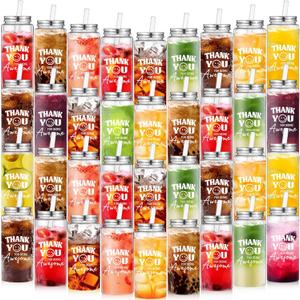 Pickmesh 36 Pcs Employee Appreciation Gifts Thank You Plastic Cups for Staff Inspirational Gifts 13.5 oz Clear Reusable Acrylic Skinny Tumblers with Lid Straw for Women Coworker Teacher (Smile)