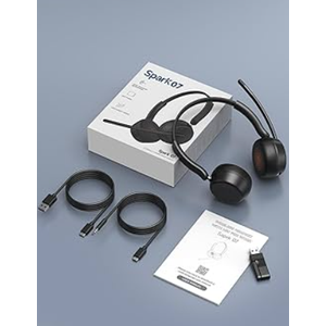 Wireless Headset with Mic for Work, Bluetooth 5.4 Headphones with AI Noise-Canceling Mic for Clear Calls, Wireless Headsets with Mic Mute & USB A/C Dongle for PC, Computer, Laptop, Black
Wireless Headset with Mic for Work, BlackBlue