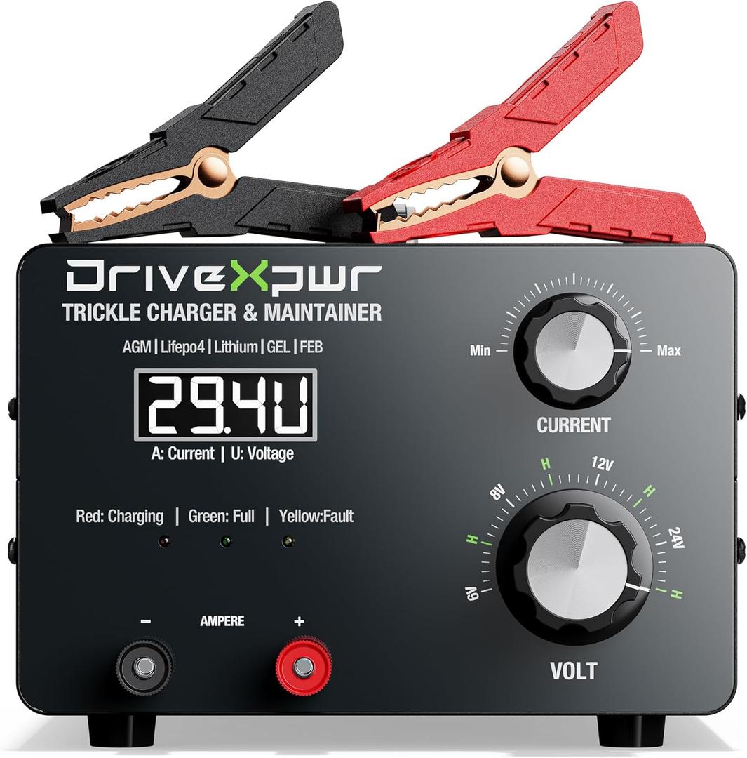 Adjustable Battery Charger 6V 8V 12V 24V,15A Automatic Battery Maintainer,Battery Desulfator Maintainer for Lead-Acid LiFePO4 Lithium,Great Automotive Golf Cart Truck Motorcycle Lawn Mower(X15)