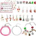 Christmas Advent Calendar Jewelry Set 2025, 24 Days Necklace Set Xmas Bracelet with DIY Charm Making Kit, Xmas Countdown Gift for Girls Teen Women (Silver)