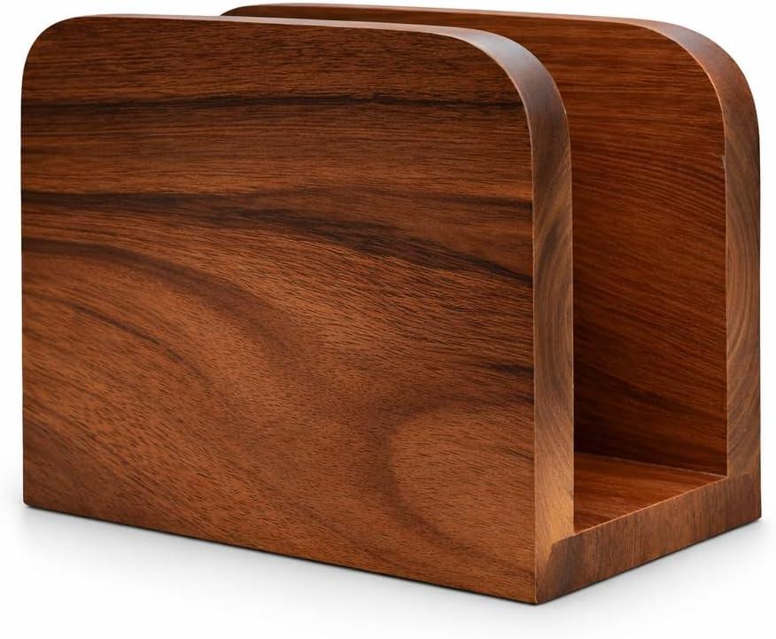 Acacia Wood Napkin Holder  Rustic Wooden Napkin Organizer for Kitchen, Dining Table, Picnic, Coffee Bar  Farmhouse Tabletop Dispenser for Square Paper Napkins