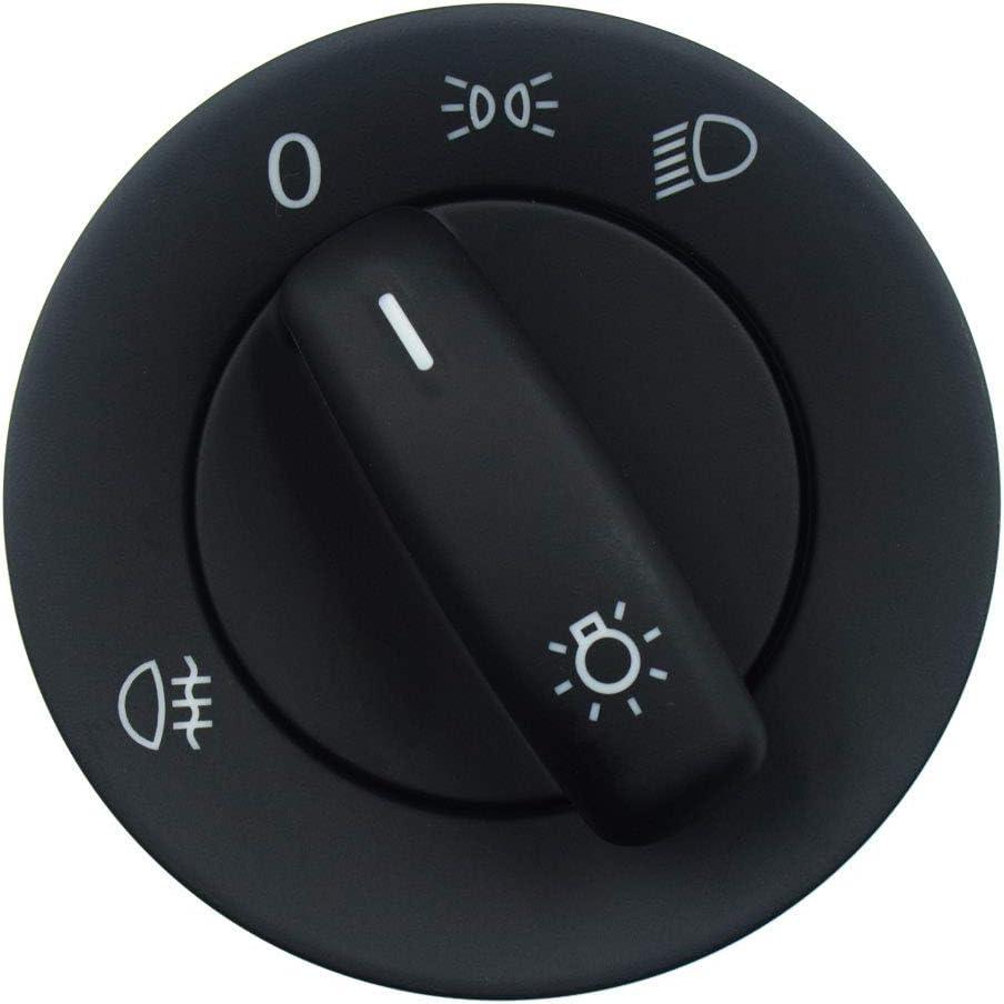 RuiWen VW006 Headlight Switch Knob w/Rear Fog Light Foglamp Compatible with 2004-2013 VW Golf 2005-2013 Jetta, 2005-2014 Passat B6 CC Golf MK5 MK6 Rabbit