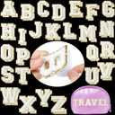 WILLBOND 52 Pcs Self Adhesive Chenille Letters Patches A-Z Embroidered Alphabet Patches Stickers for DIY Clothing, Bags, Hats Gifts for Thanksgiving Halloween Christmas Party(White,2.2 Inch)