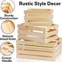 Youeon Set of 3 Rustic Wooden Nesting Crates with Handles, Decorative Wooden Crates, Crate Box Wooden Storage Box for Kitchen, Office, Bedroom, Closet, Rustic Country Decor