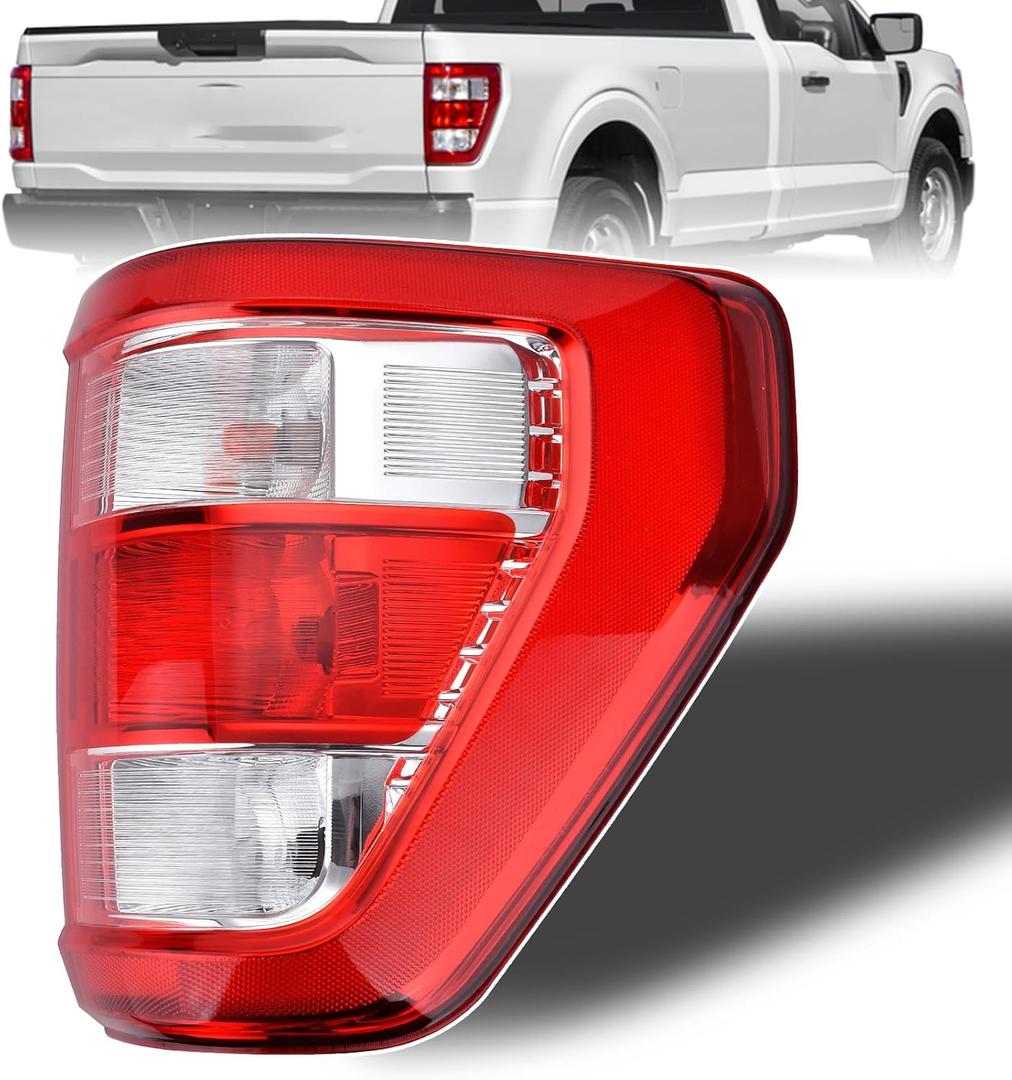 Tail Light Compatible With 2021 2022 2023 2024 Ford F150 F-150 XL Right Passenger Side Taillight Brake Rear Lamp Assembly Replace ML3Z-13404-E (Halogen Type W/O Blind Spot)