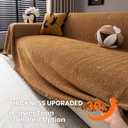 Chenille Couch Cover for Sofa Non Slip Cover Washable Pet Scratch Couch Covers Tassel Sofa Slipcover for 2 Cushion Couch Furniture Protector Blanket for Living Room,Clay Brown 71"x118"