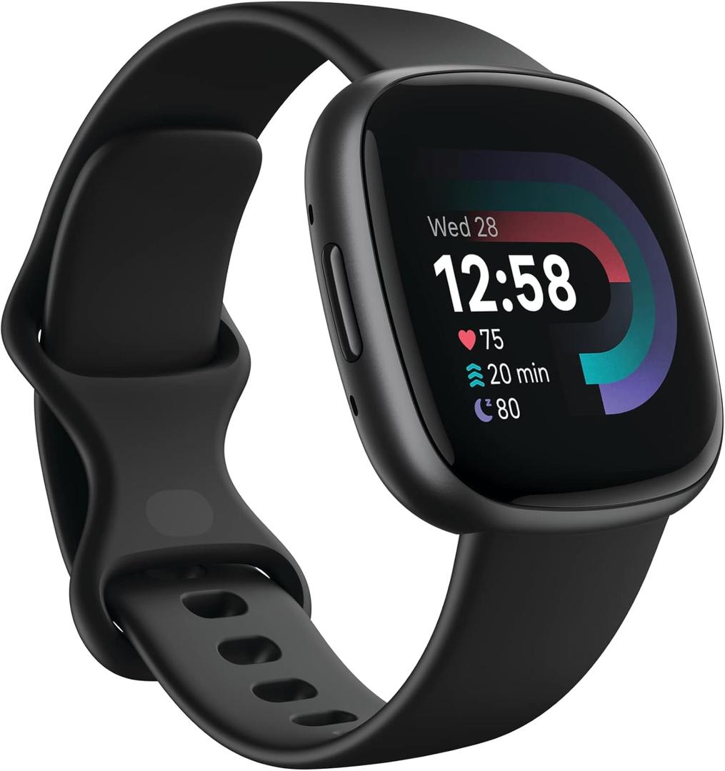 Fitbit Versa 4 Fitness Smartwatch with Daily Readiness, GPS, 24/7 Heart Rate, 40+ Exercise Modes, Sleep Tracking and more, Black/Graphite, One Size, S & L Bands Included