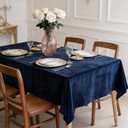 SMILETIME Navy Blue Velvet Tablecloth 104" X 60" Rectangle, Luxury Smooth Table Cover for Wedding, Party, Dining, and Banquet Events