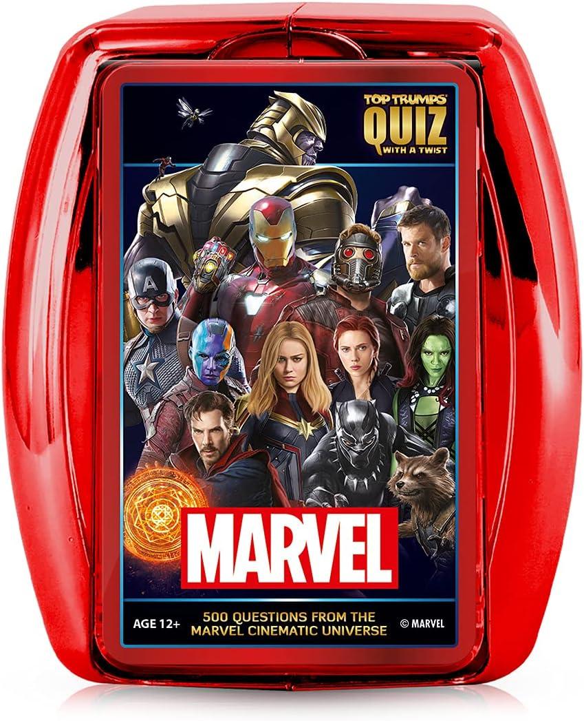 Top Trumps Marvel Cinematic Universe Quiz Game, 500 Questions to Test Your Knowledge on Guardians of The Galaxy, Avengers, S.H.I.E.L.D, Wakanda, Gift and Toy for Ages 8 Plus, Red