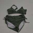 CUPSHE Bikini Set for Women Two Piece Swimsuit V Neck Triangle Top Wide Straps Cross Back Lace up Mid Rise L