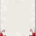 Holiday Present Stationery - 80 Sheets - Red Bow & Candy Cane Holiday Design with Snowflake Border, Festive Printable Paper for Christmas Letters & Party Invitations - 8.5 x 11