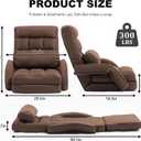 Indoor Floor Chair with Armrest and Pillow Folding Chaise Lounge Sofa 14-Position Adjustable Comfy Gaming Recliner Chair Padded Seats for Adults (Brown)