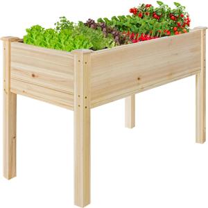 LZRS Raised Garden Bed Outdoor Planter Box with Legs for Herbs, Vegetables, Flowers, Great for Outdoor Patio, Yard and Deck, 220lb Capacity, Natural (40.5x20.5x30 Inches)