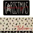 Baccessor Christmas Kitchen Rugs Set of 2, Black Christmas Trees Kitchen Mats for Floor Hallway Laundry Sink Low-Profile Winter Holiday Home Decor 17x29 and 17x47 Inch