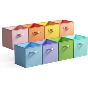 GRANNY SAYS 13 Inch Cube Storage Bins, Colorful Cube Storage Organizer, Fabric Storage Bins, Storage Cubes for Shelves, Closet, Toy Storage Bins for Kids Room, Play Room, Colour, 8-Pack