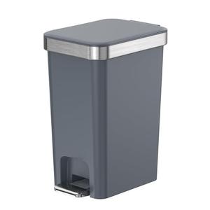Onlcuk Small Bathroom Trash Can with Lid Soft Close, 10 Liter/2.6 Gallon Slim Garbage Can-Metal Step and Press top Lid, Mini Modern Waste Basket for Toilet, Office, Bedroom,Dorm,Dark Gray