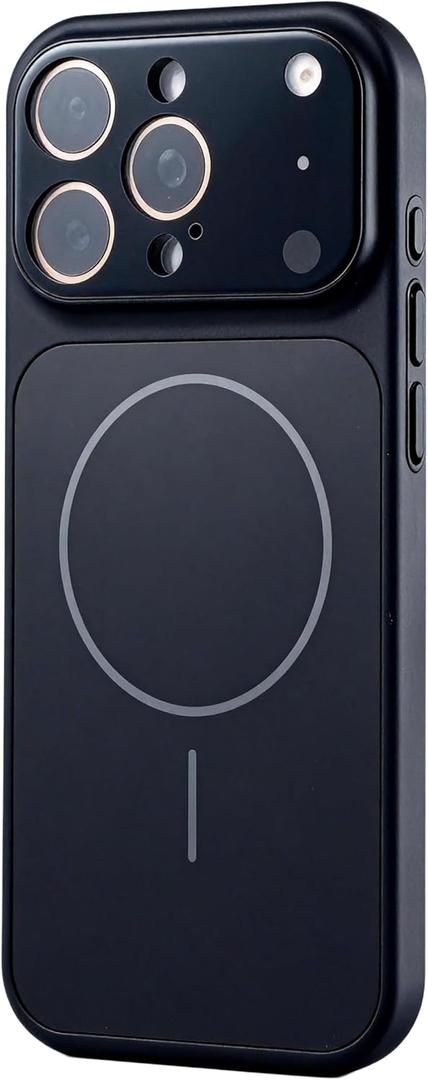 Designed Magnetic Series for iPhone 16 Pro Max Case,[Compatible with MagSafe][Tempered Glass Camera Lens Protection],Luxury Matte Military Grade Drop Protective Hard PC Shockproof Cover,Black