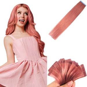 Amazon.com : Invisible Rose Gold Pink Tape in Hair Extensions Human Hair Diy Hair Extensions Tape in 24 Inch Long Remy Human Hair Extensions for Christmas : Beauty & Personal Care