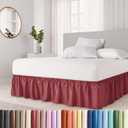 Wrap Around Dust Ruffle Bed Skirt - Burgundy - Twin/Twin XL Size Beds with 12 Inch Drop - Easy Fit Elastic - Adjustable Pleated Bedskirt w/Brushed Fabric Wrinkle Free - Women, Men, Kids & Teens