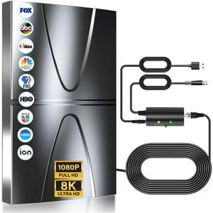 2026 Updated TV Antenna,3600+ Miles Range Antenna for Smart TV Indoor/Outdoor,360 Reception Digital TV Antenna for Local Channels and All Smart/Old TVs-40ft Thick Coax Cable and Amplifier