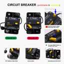 Hi-Amp 250A Amp 3/8" Studs Automotive Circuit Breaker with Manual Reset 12V - 48V DC for Car Audio Solar Battery System RV Truck Boat Waterproof Surface Mount