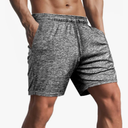 Lehmanlin Men's Bodybuilding Shorts 3/5 Inch Inseam Workout Training Muscle Short Shorts Stretch Quick Dry, Dk03-grey , Size YXL