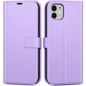 Oakxco for iPhone 11 Wallet Case with Credit Card Holder, Magnetic RFID Slim Folio Book Flip Leather Phone Case for Women Men Girl, Cute Soft Silicone Rubber Shockproof Cover, Purple Lavender (Lilac)
