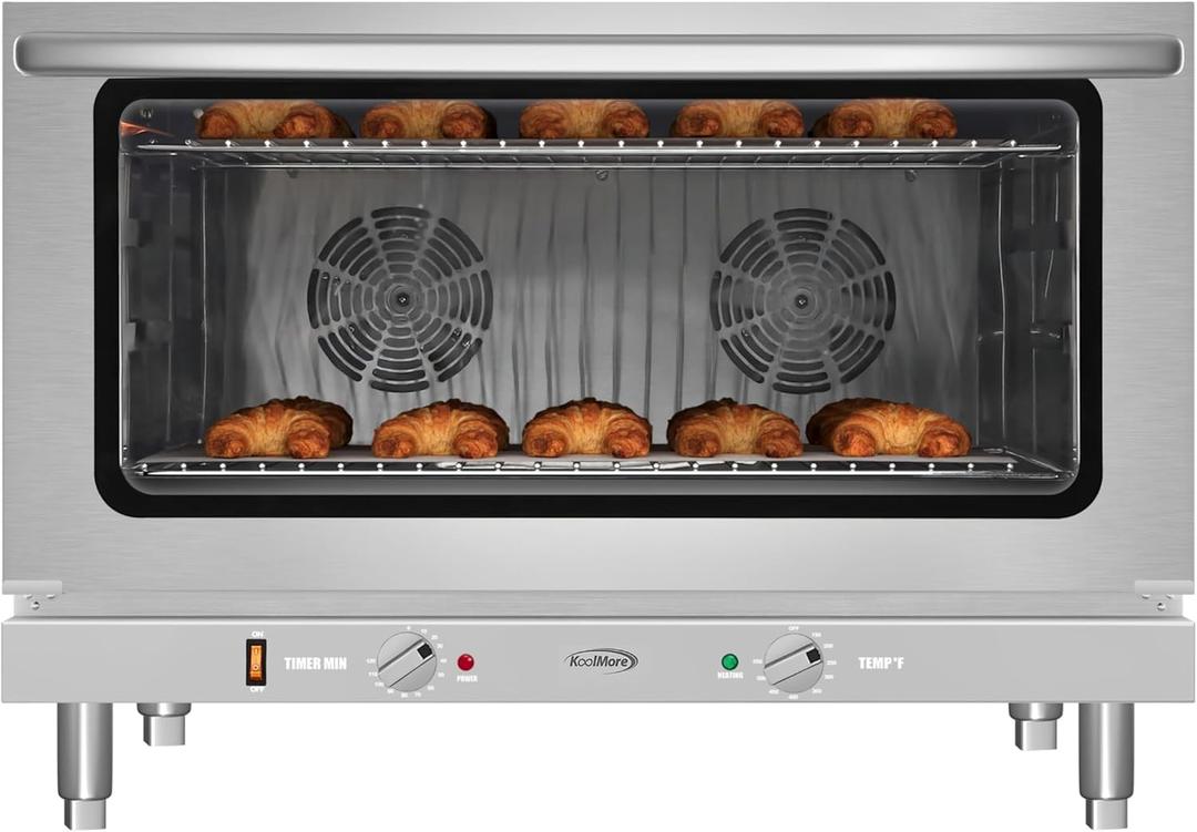 KoolMore 32 in. Commercial Countertop Convection Oven, Holds Full Size Pans, 4 Racks and 3500W of Power, 240V in Stainless-Steel, ETL Listed for Safety and Sanitation (KM-CTCO-44) (4.4 cu. ft.)